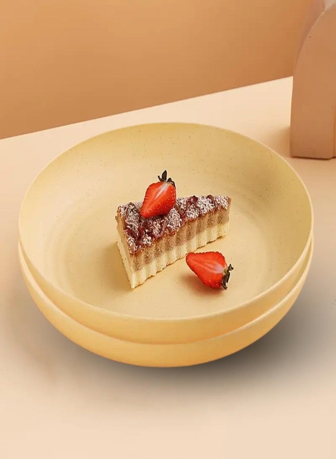 KitchEase 9" Wheat Straw Round Dinner Plate | Eco-Friendly, Lightweight & Unbreakable | Microwave & Dishwasher Safe Food Dish | Steak Plate, Serving Tray for Kitchen, Restaurant, Parties & Gifting - Image 1