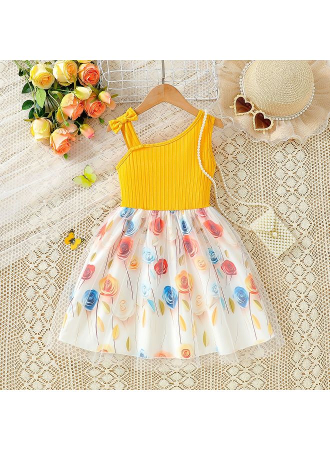 Girls' Dresses Summer Models Children's Dresses Princess Dresses Summer One-shoulder Strap Vest Dresses Trendy