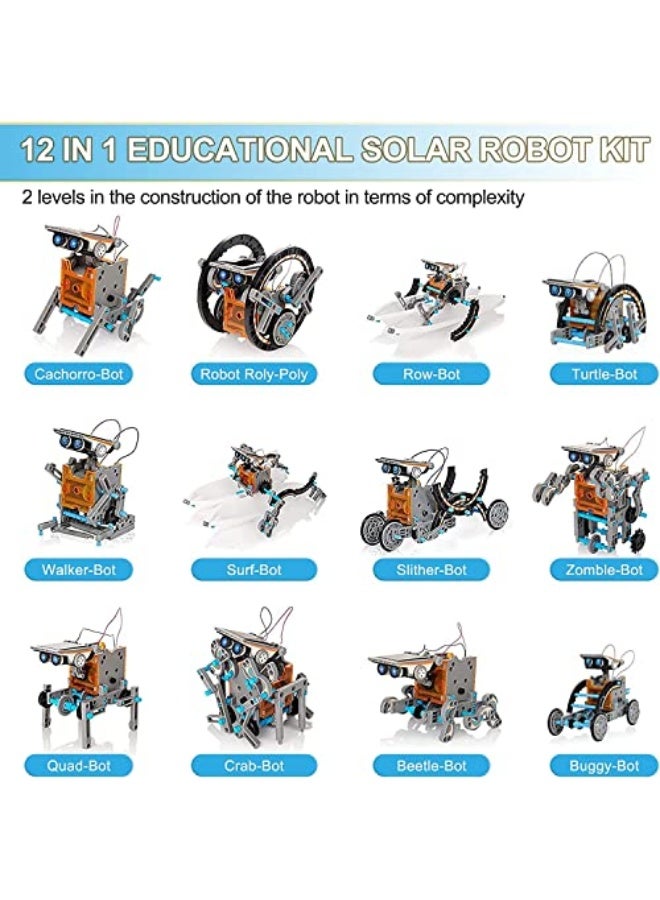 STEM 13 in 1 Solar Powered Robot Building Set, DIY Educational Robot Kit, Solar Powered Building Robot Kit for Ages 8-12, Unisex Kids and Teenagers (Yellow) - Image 2