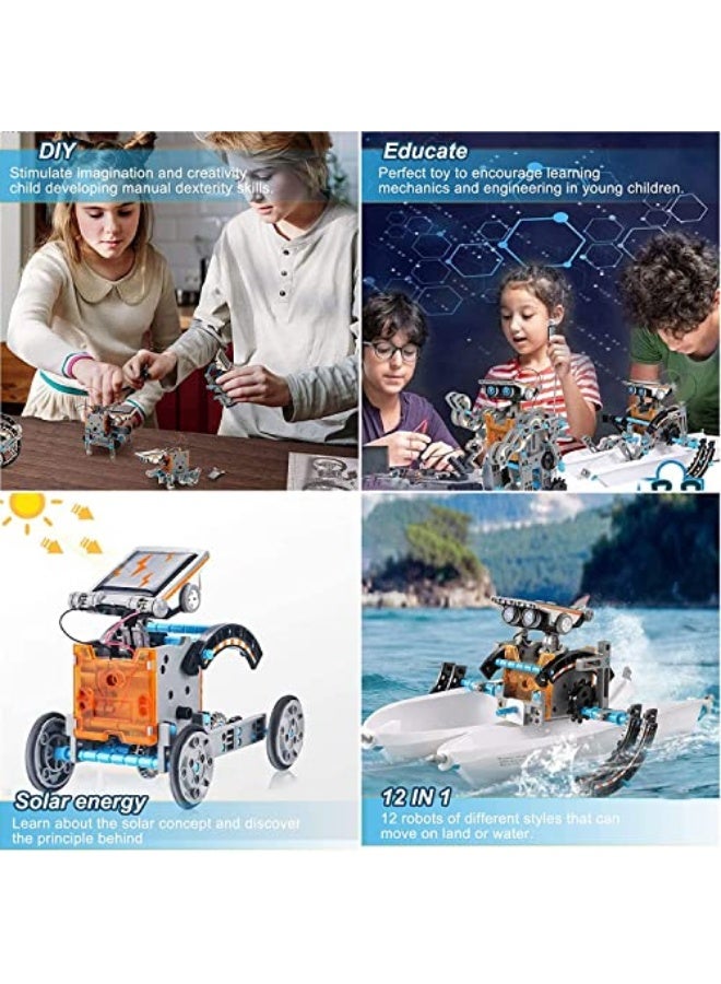 STEM 13 in 1 Solar Powered Robot Building Set, DIY Educational Robot Kit, Solar Powered Building Robot Kit for Ages 8-12, Unisex Kids and Teenagers (Yellow) - Image 4