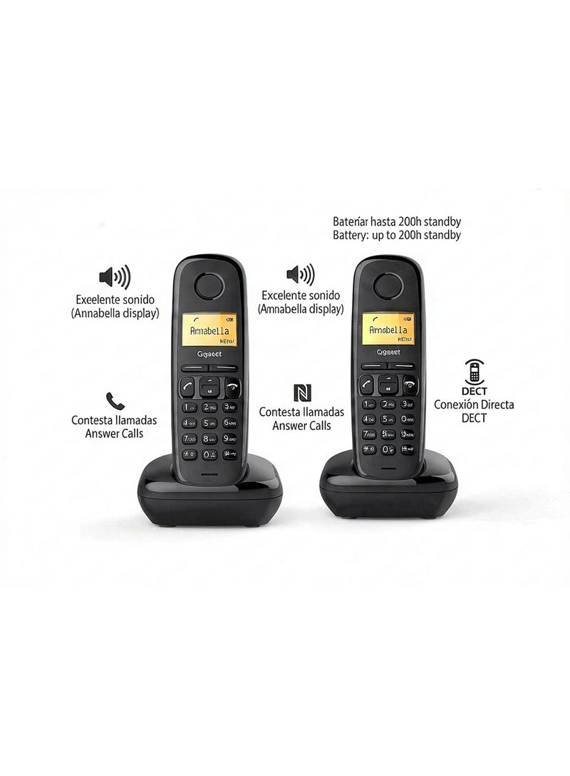 Gigaset A170 Cordless Landline Phone with DECT Technology, 200h Standby, 50 Contact Phonebook – Black made in Germany - Image 1