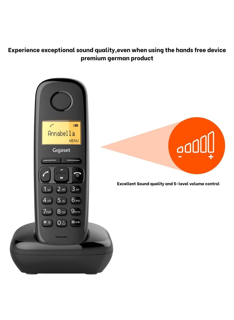 Gigaset A170 Cordless Landline Phone with DECT Technology, 200h Standby, 50 Contact Phonebook – Black made in Germany - Image 5