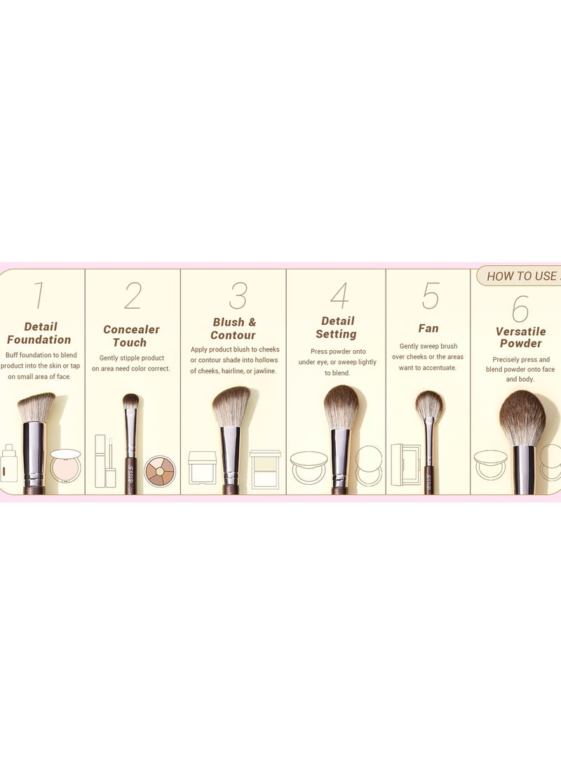 Jessup Jessup Makeup Brushes Set 15pcs Brown Make up Brushes Set Professional Premium Synthetic Foundation Eyebrow Concealer Blush Eyeshadow Contour Eyeliner Powder Blending Highlighter Brush T498  - Image 4