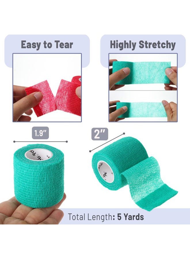 Mr. Pen Self Adhesive Bandage Wrap, Assorted Colors, 2" x 5 Yards, 6 Pack, Elastic, Self Stick, Stretch, Self Adherent, Medical Bandage Wrap - Image 3