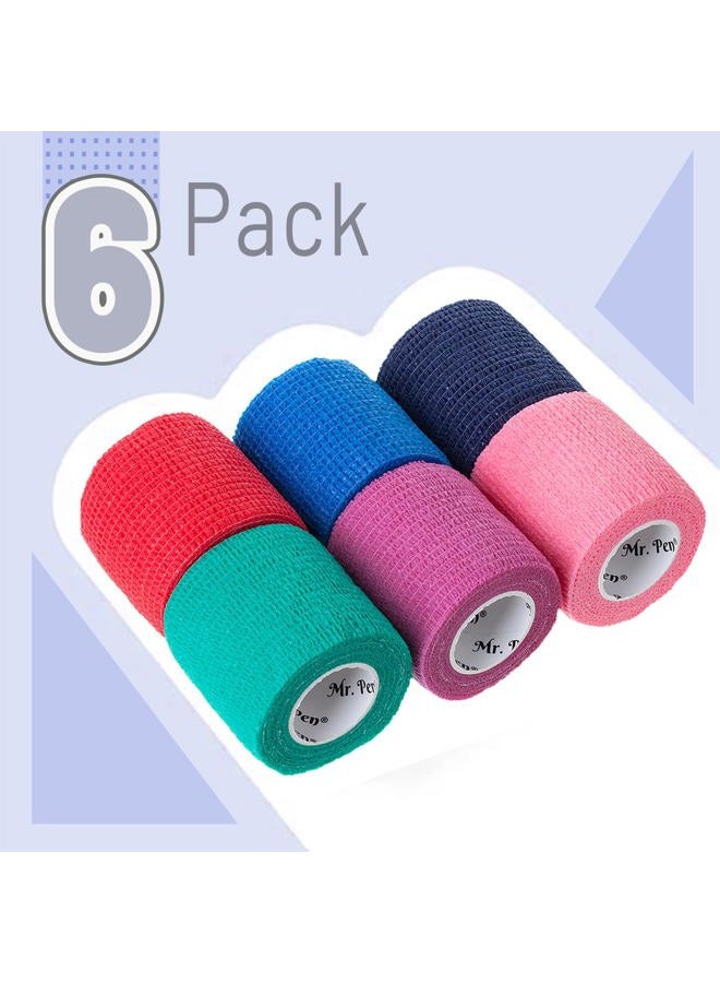 Mr. Pen Self Adhesive Bandage Wrap, Assorted Colors, 2" x 5 Yards, 6 Pack, Elastic, Self Stick, Stretch, Self Adherent, Medical Bandage Wrap - Image 2