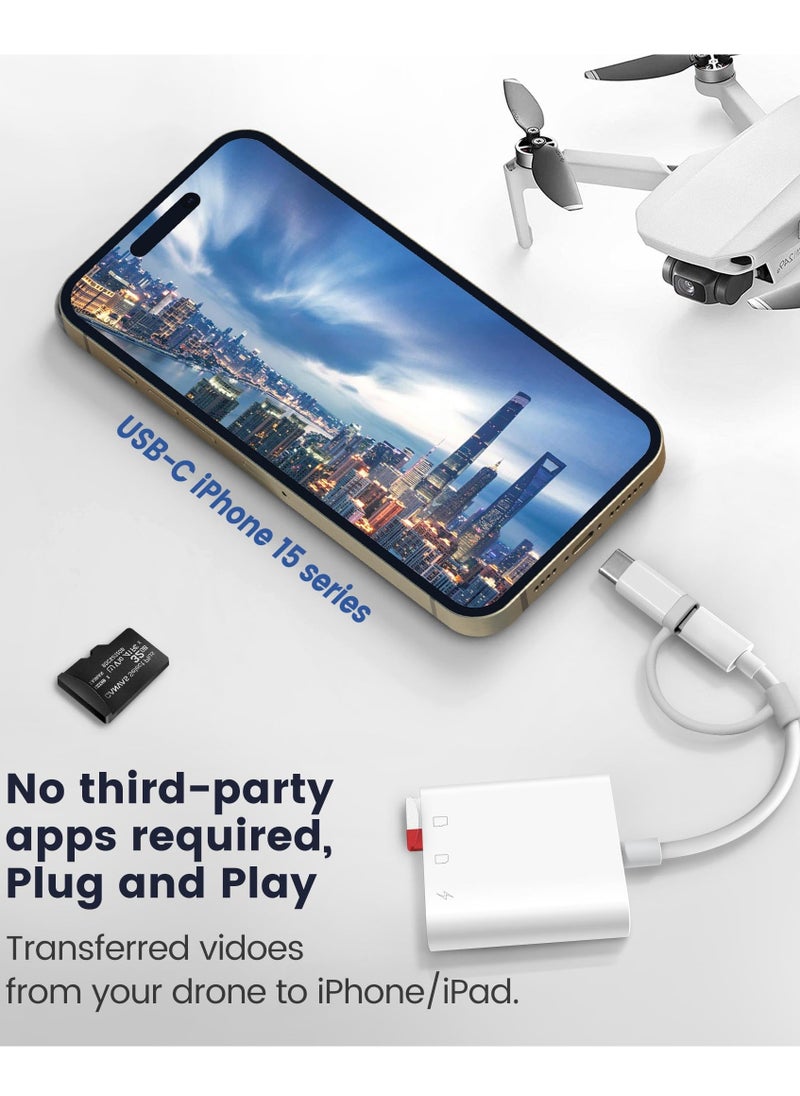 spa luxetique - SD Card Reader for iPhone iPad,  Digital Trail Camera SD Card Viewer with Dual Slot for MicroSD/SD, Lightening&USBC Dual-Connector Memory Card Adapter for Photography, Plug and Play - Image 1