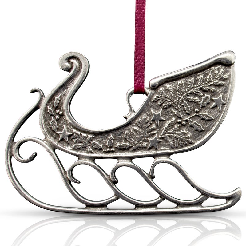 Danforth Vermont Sleigh Winter Christmas Ornament Handcrafted Pewter Christmas Ornaments 3 Wide Made in USA