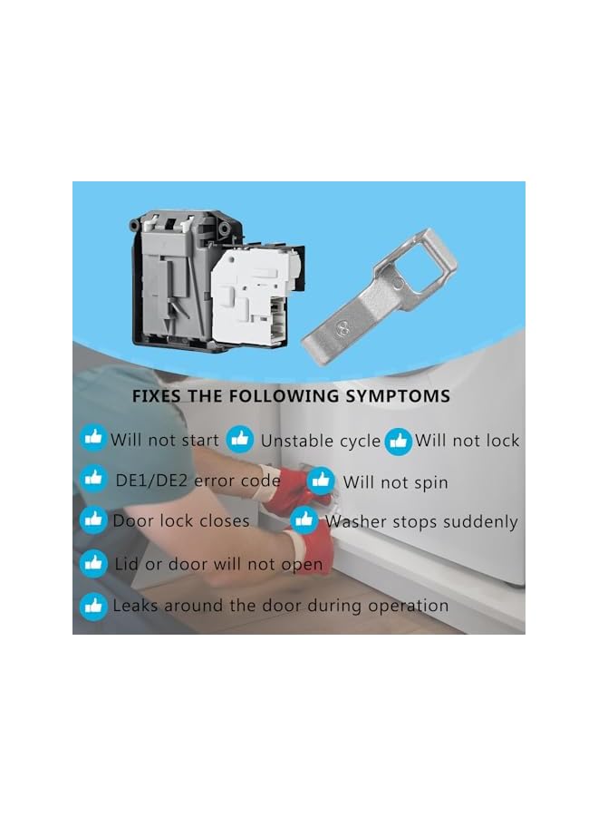 erorex 2 PACKS EBF61315802 Washer Door Lock Switch & MFG63099101 Washer Door Lock Strike Assembly Compatible with LG for Kenmore Washing Machine Door Switch  - Image 3