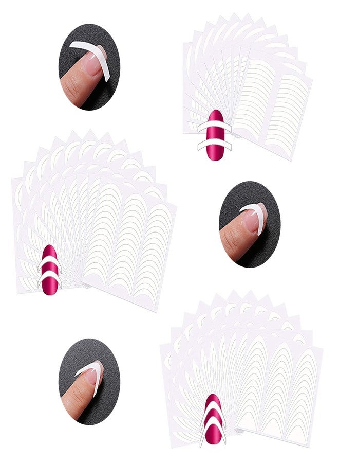 Gogoonly 1368 Pieces 3 French Design Manicure Nail Art Stickers, Self-Adhesive Nail Tips Guides for DIY Decoration Stencil Tools 36 Sheets 3 Designs Cute Easy Nail Art Nail Vinyls Nail Stencil Sheets - Image 2