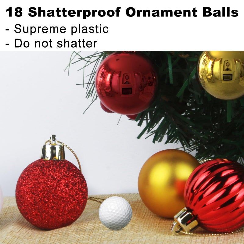 GameXcel Red & Gold 3.2"" Large Christmas Balls - Christmas Tree Decoration Ornaments Shatterproof Hanging Balls for Birthday Halloween Holiday Wedding Decorations Set of 18pcs - Image 3