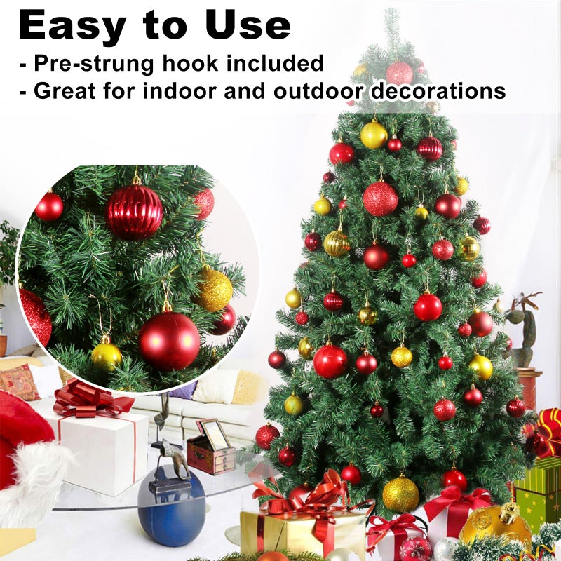 GameXcel Red & Gold 3.2"" Large Christmas Balls - Christmas Tree Decoration Ornaments Shatterproof Hanging Balls for Birthday Halloween Holiday Wedding Decorations Set of 18pcs - Image 5
