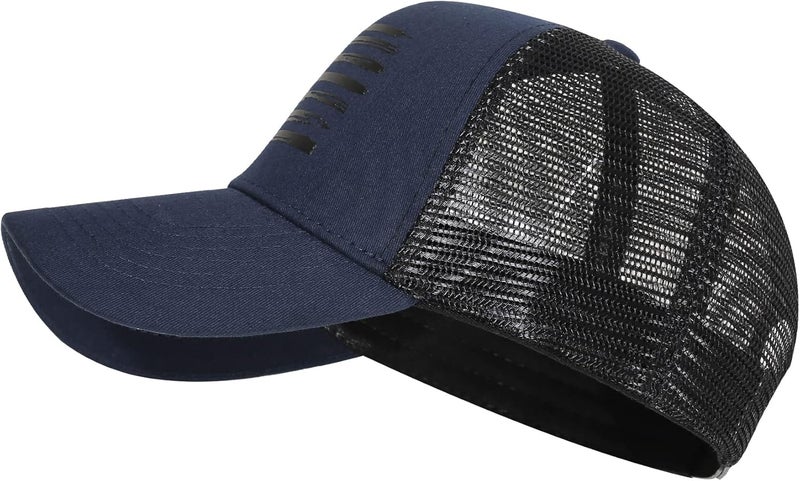 VIONLAN Baseball Cap American Flag Trucker Hat for Men Women 3D Embossed Logo Adjustable Outdoor Mesh Snapback Hat - Image 5