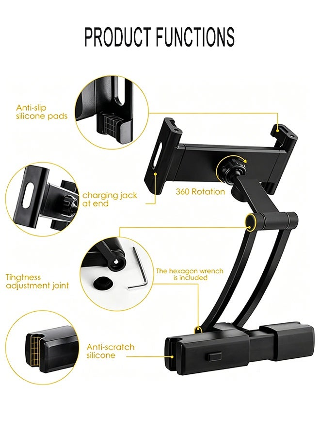 YIM-VIBEHAUS Tablet Holder for Car Headrest, Adjustable Phone Mount for Car Back Seat, Secure and Stable, Suitable for 16-26cm Devices, Adjustable Distance, Viewing Angle, Rotating Screen - Image 2