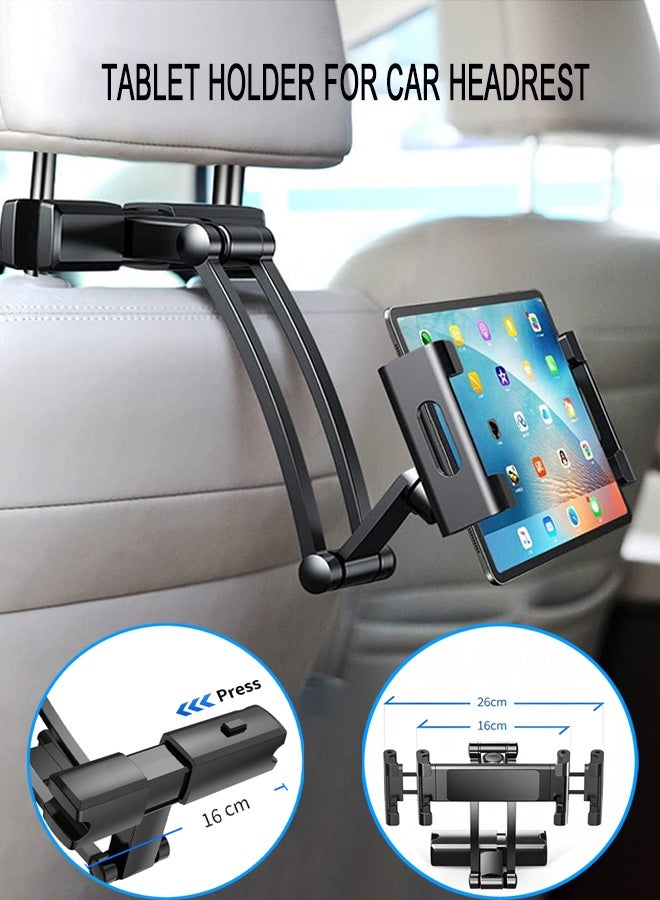 YIM-VIBEHAUS Tablet Holder for Car Headrest, Adjustable Phone Mount for Car Back Seat, Secure and Stable, Suitable for 16-26cm Devices, Adjustable Distance, Viewing Angle, Rotating Screen - Image 1