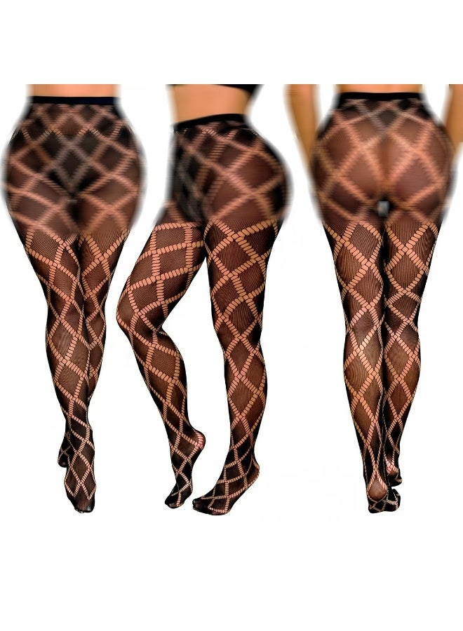 6 Pack Jacquard Lace Fishnet Stockings, Maturity,Charming,Attractiveness See-Through Slim Pantyhose for Women, See-Through Slim Pantyhose for WomenIdeal for Dating, Photoshoot, Bar Clubbing & Show Performance - Image 2