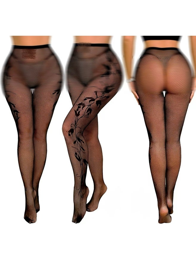 6 Pack Jacquard Lace Fishnet Stockings, Maturity,Charming,Attractiveness See-Through Slim Pantyhose for Women, See-Through Slim Pantyhose for WomenIdeal for Dating, Photoshoot, Bar Clubbing & Show Performance - Image 4