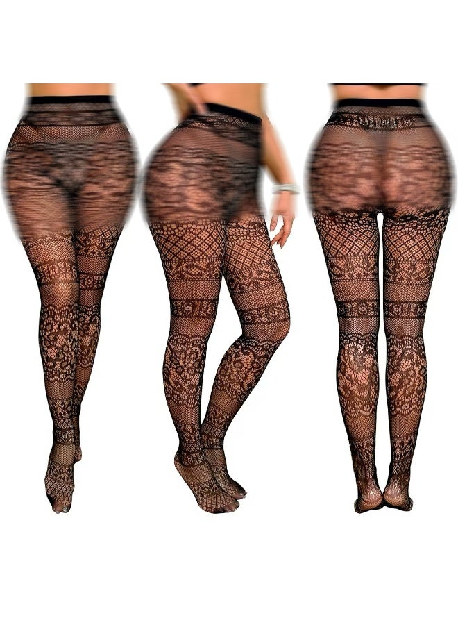 6 Pack Jacquard Lace Fishnet Stockings, Maturity,Charming,Attractiveness See-Through Slim Pantyhose for Women, See-Through Slim Pantyhose for WomenIdeal for Dating, Photoshoot, Bar Clubbing & Show Performance - Image 3