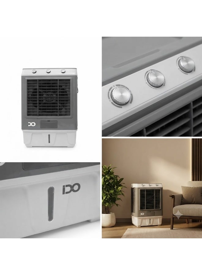 ido Evaporative Air Cooler 60L, 170W, 3 Speeds, Anti-Bacterial Honeycomb Filters - White & Gray - Model AC60L-GWH - Image 2