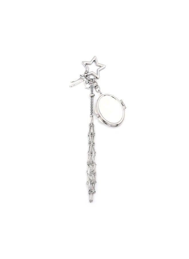 SORGERLY Silver Chapstick Holder Mirror Keychain - Cute Purse Bag Handbag Charm,Y2K Aesthetic Key chains Accessories, Silver Star, M - Image 1