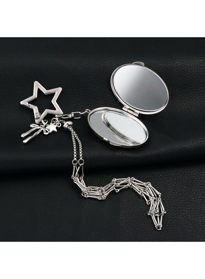 SORGERLY Silver Chapstick Holder Mirror Keychain - Cute Purse Bag Handbag Charm,Y2K Aesthetic Key chains Accessories, Silver Star, M - Image 4