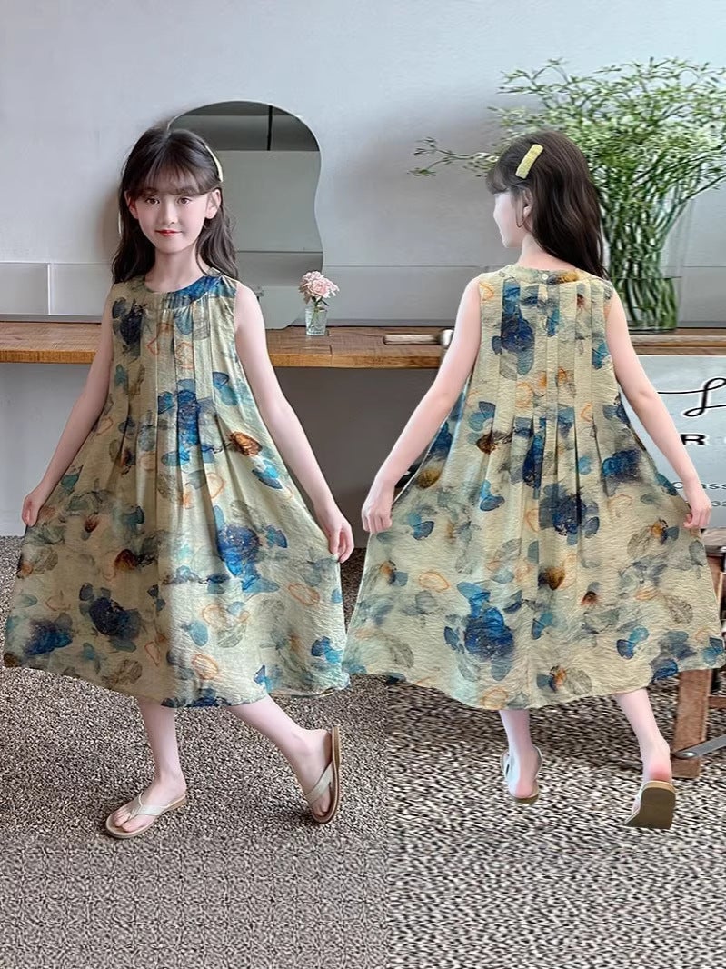 Girls' Dress, Loose Sleeveless Style for All Seasons - Image 1