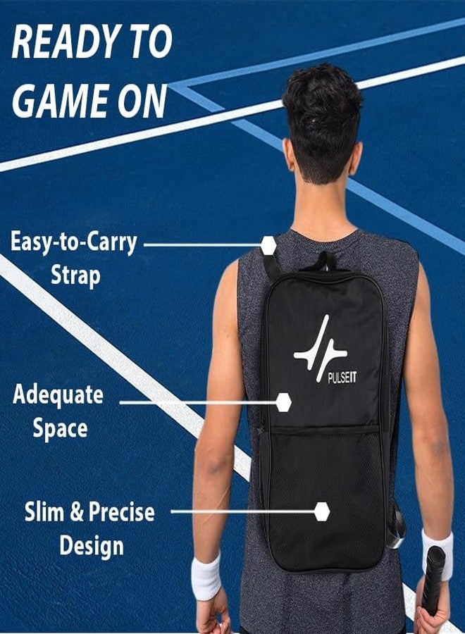 PULSEIT غطاء مضرب بيكلبول من PulseITCase مزود بجيب، ومساحة تخزين إضافية. جيب للهاتف المحمول والملحقات. يتسع لمضربين و4 كرات، إغلاق بسحاب - مصنوع من مادة مقاومة للماء والصدمات. - Image 4