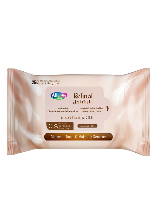 All day wipes All day Retinol cleansing facial wipes 25 sheets  - Image 1
