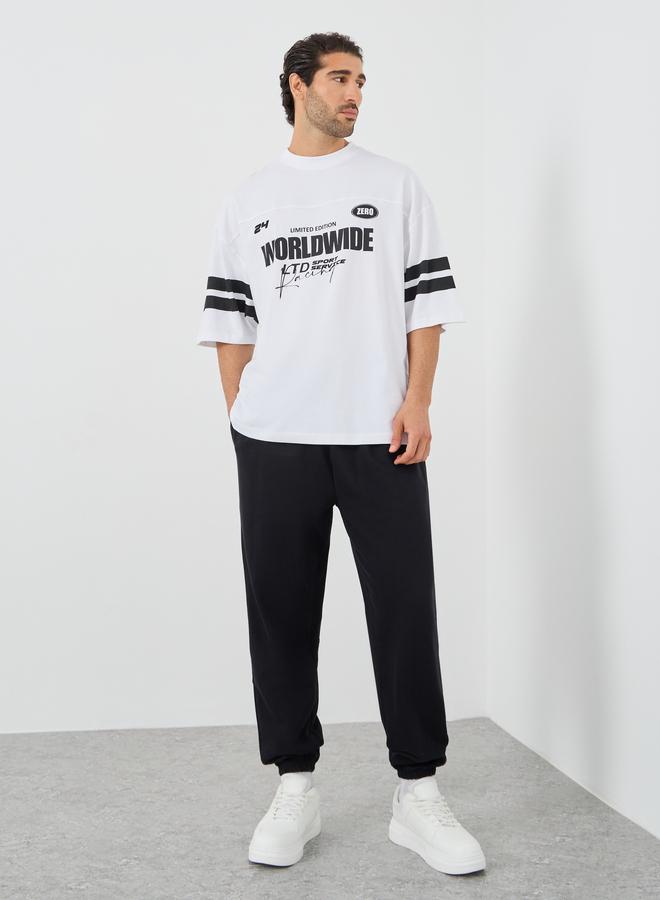 Styli Styli Slogan Print Oversized Joggers with Drawstring  - Image 3