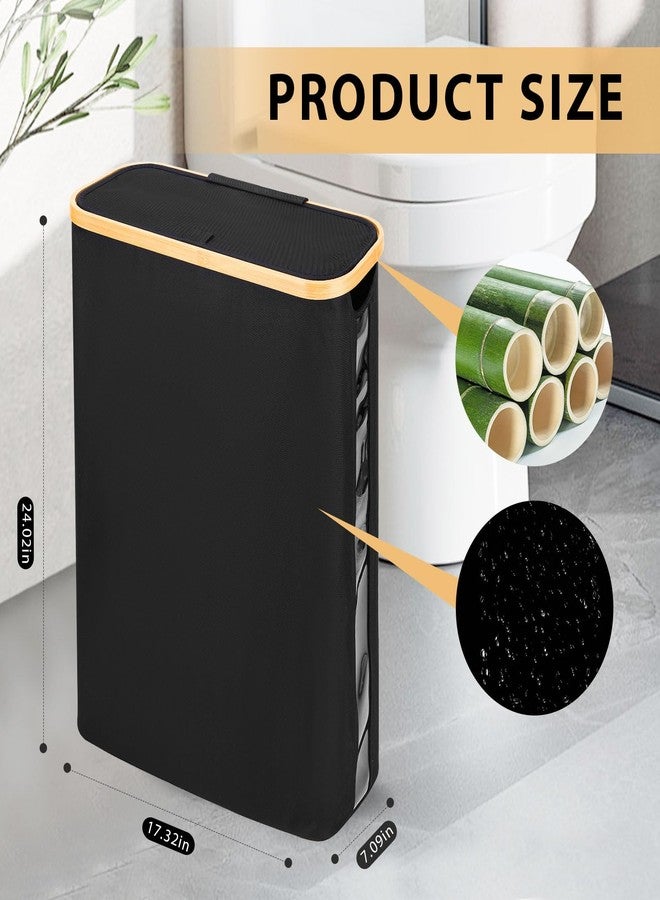 Odonata Large Toilet Paper Storage Basket with Lid, Slim Toilet Paper Organizer, Hold up to 20 Regular Rolls or 15 Mega Rolls. (Black, 49L) - Image 3