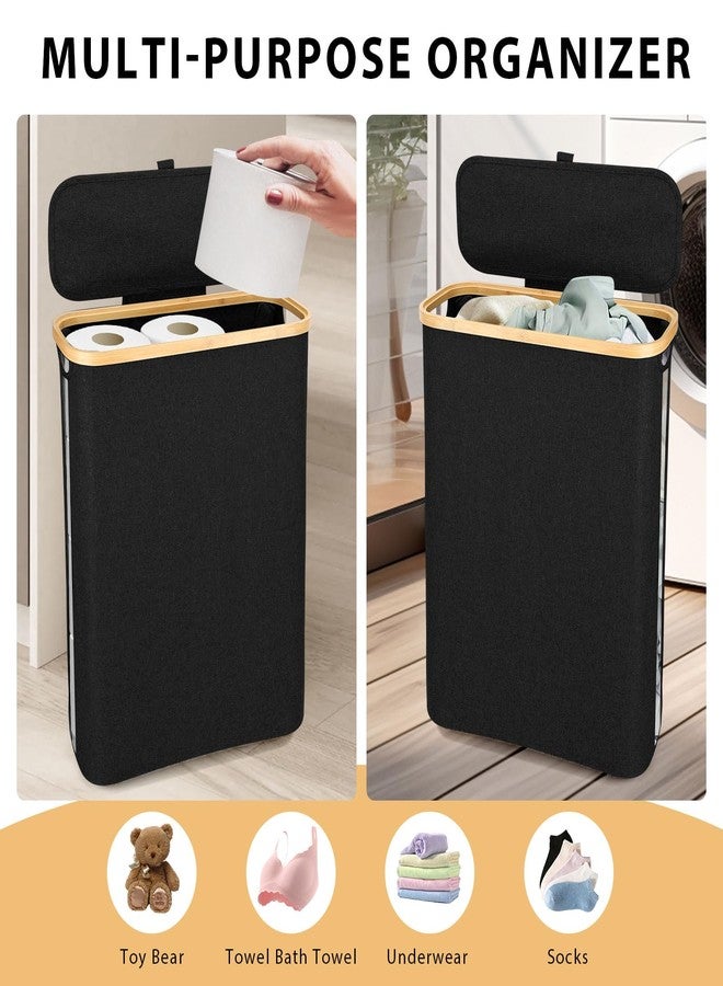 Odonata Large Toilet Paper Storage Basket with Lid, Slim Toilet Paper Organizer, Hold up to 20 Regular Rolls or 15 Mega Rolls. (Black, 49L) - Image 4