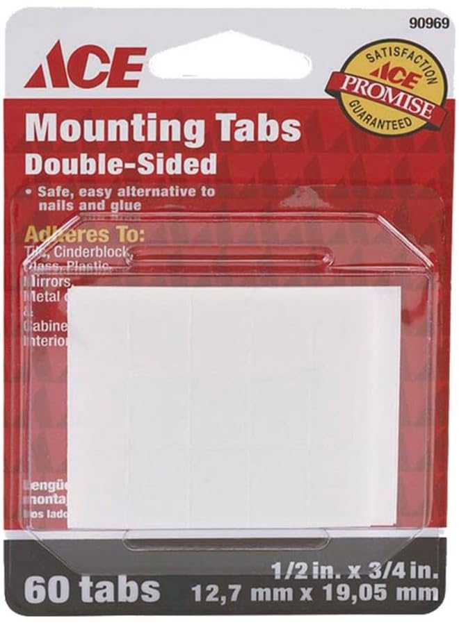 ACE Double Sided Mounting Tabs White 1 2 X 3 4Inch 522286 