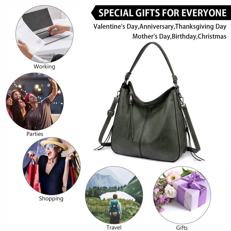 Realer Purses for Women,Large Hobo Bags for Women Purses and Handbags Retro Crossbody Handbag Leather Tote - Image 3