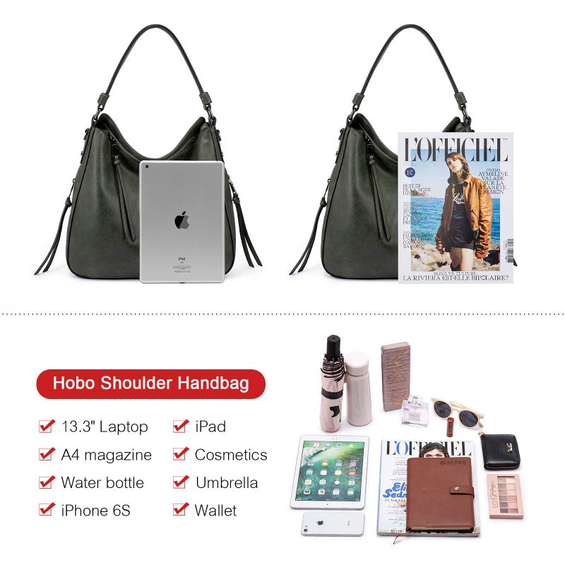 Realer Purses for Women,Large Hobo Bags for Women Purses and Handbags Retro Crossbody Handbag Leather Tote - Image 4