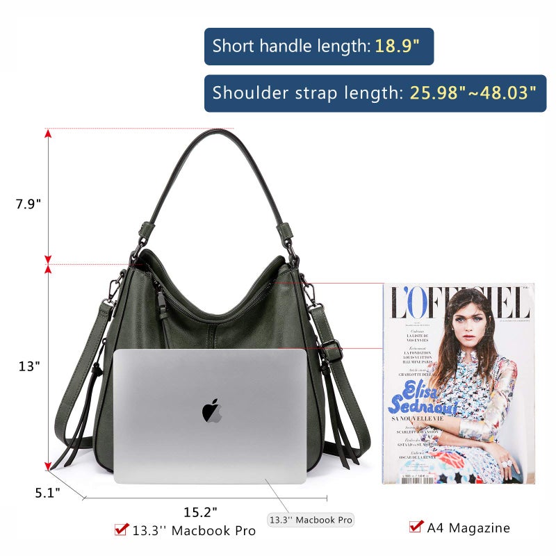 Realer Purses for Women,Large Hobo Bags for Women Purses and Handbags Retro Crossbody Handbag Leather Tote - Image 2