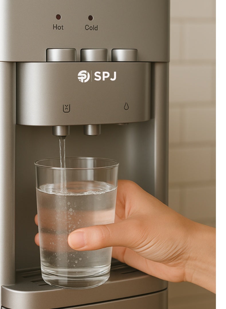 SPJ WDTX-GRCN009 موزع مياه من الفولاذ المقاوم للصدأ 3 صنبور | ساخن وبارد وعادي | موفر للطاقة، قفل أمان، تصميم متين - مثالي للمنزل والمكتب - Image 3