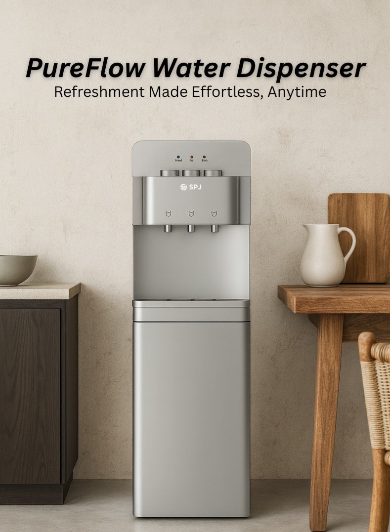 SPJ WDTX-GRCN009 موزع مياه من الفولاذ المقاوم للصدأ 3 صنبور | ساخن وبارد وعادي | موفر للطاقة، قفل أمان، تصميم متين - مثالي للمنزل والمكتب - Image 4