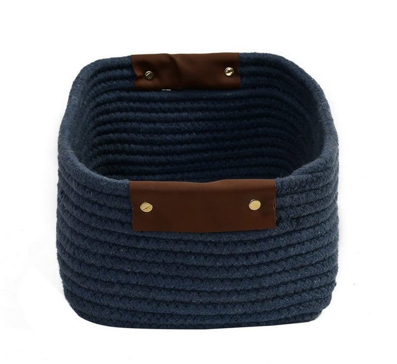 pepme Cotton shelf basket rectangular single color 11x8x5 blue  - Image 4