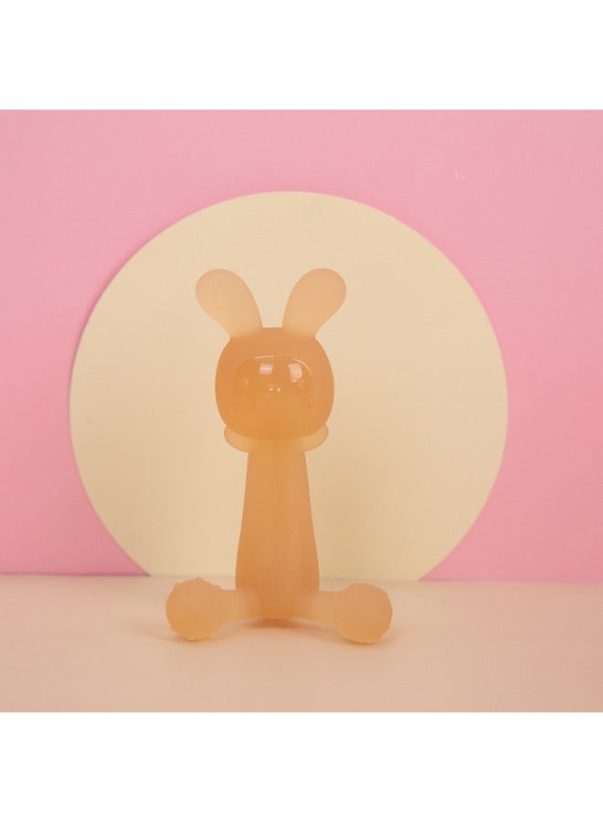 Baby Bunny Silicone Teether Baby Teething Soothing Teether Stick Anti-eating Hand Artifact Bite Toy-Color:Nano Silver-cute Rabbit [bag]] - Image 1