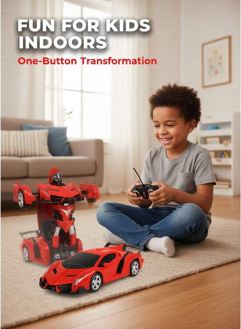 LEXIN Remote Control Car With Transforming Robot Feature, 360° Rotating Drift, One-Button Deformation, Red Gift Toy For Boys And Girls - Image 3
