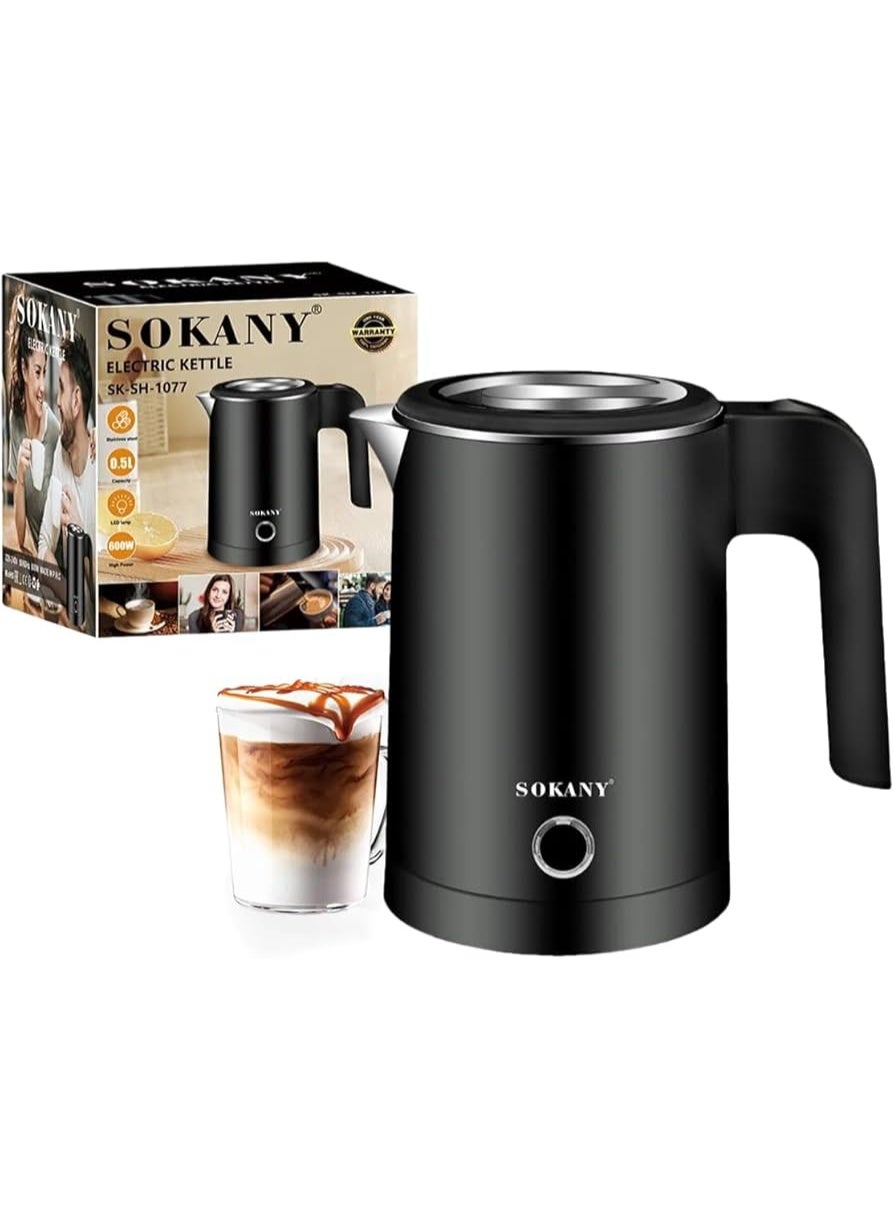 Sokany Electric Kettle, Water Kettle, Efficient Electric Kettle 600W - 0.5L Capacity with Double Safety System and Eco-Friendly Design, SK-1077 MULTICOLOR