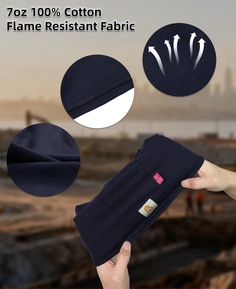 BOCOMAL FR Flame Resistant Balaclava Face Mask Arc Rated NFPA2112 CAT2 Helmet Liner Covering Hood for Welding Navy - Image 3