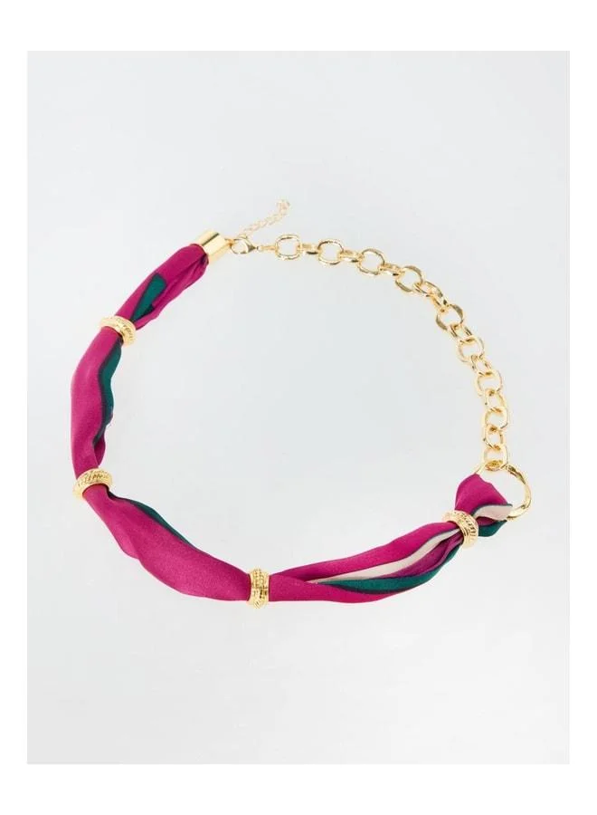 Mixed Metal Figure Chain Scarf Necklace.
