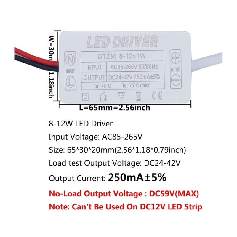 LED Power Supply Driver 250mA 4W to 35W AC85 265V Transformer for Lights 8 12W 250mA - Image 2