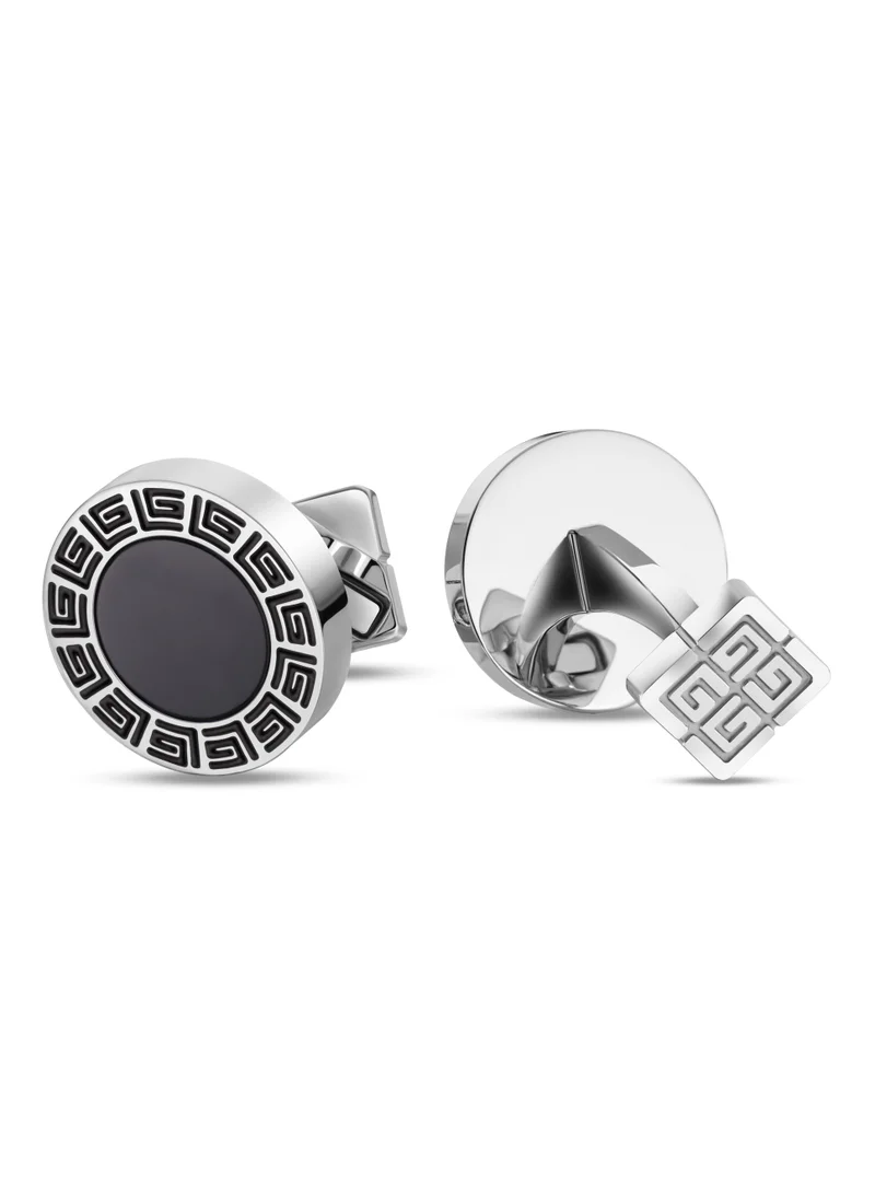 Guy Laroche Guy Laroche Alain Black and Silver Cufflinks for Men