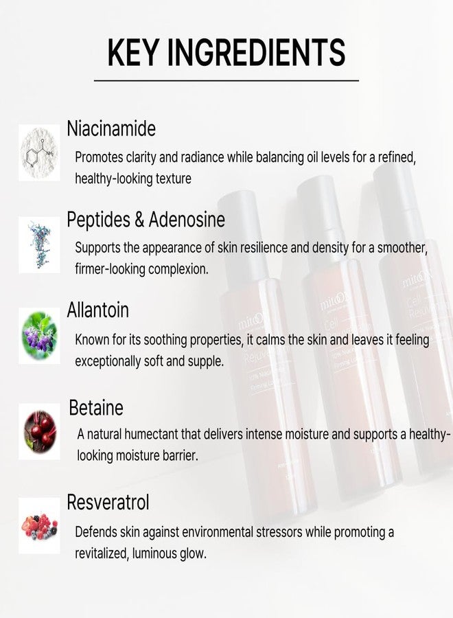 mito:ON Mito-on 10% Niacinamide Firming Lotion Moisturizer, 120ml / 4.05 fl.oz, Vitamin B3 with Peptides & Antioxidants for Radiant Glow, Smooth Texture, and Moisture Barrier Support, Korean Skincare - Image 3