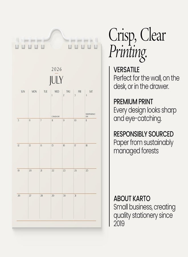 Karto Small Wall Calendar 2026 - Vertical 6x9 inch January 2026 to June 2027 - Small, Versatile, and Easy Planning with the Aesthetic Desk Monthly Calendar - Beige - Image 3