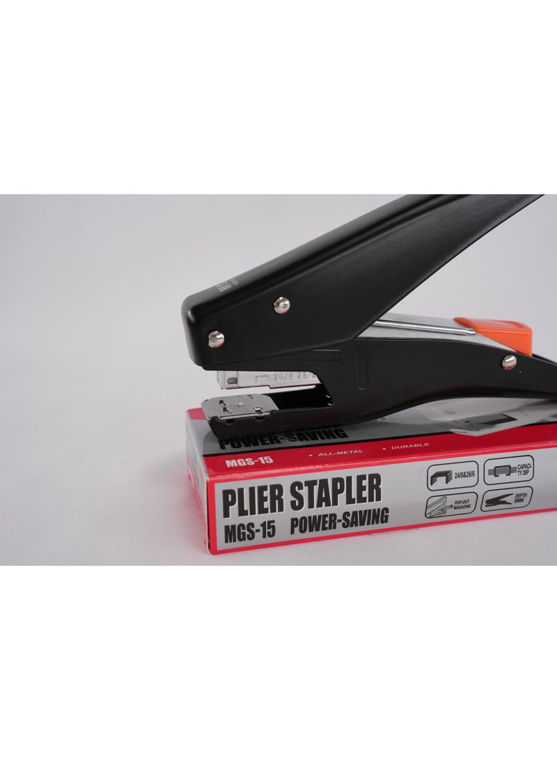 ام اند جي 24/6 Plier Stapler-Black only All metal construction Pop out staples loading/20sheets staple capacity - Image 3