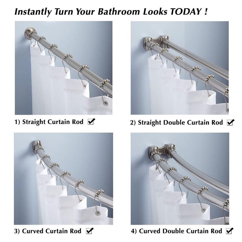 Uigos Shower Curtain Hooks Rings, Rust-Resistant for Bathroom Shower Rods Shower Hooks - Set of 12, Chrome - Image 3