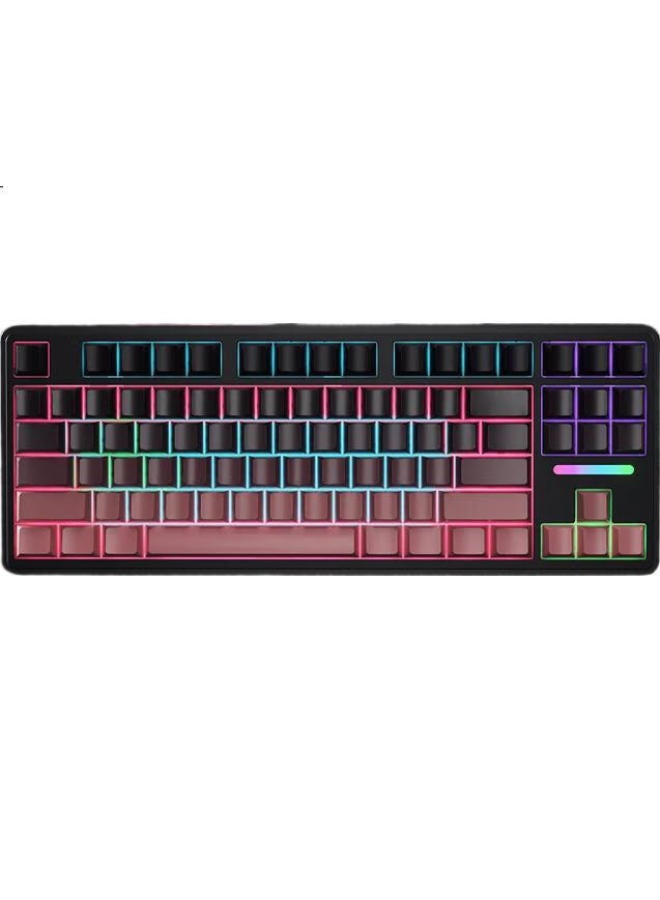 AUSDOM Asdun H87 Wired Mechanical Keyboard With Gradient Side Engraving, Customizable Gaming, E-Sports, Office, Home Computer Keyboard, Colorful Backlight, Side Light, Purple Jade Switch, Black And Pink Gradient - Image 3