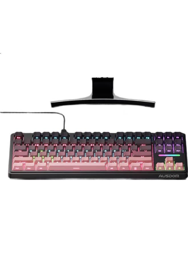 AUSDOM Asdun H87 Wired Mechanical Keyboard With Gradient Side Engraving, Customizable Gaming, E-Sports, Office, Home Computer Keyboard, Colorful Backlight, Side Light, Purple Jade Switch, Black And Pink Gradient - Image 2
